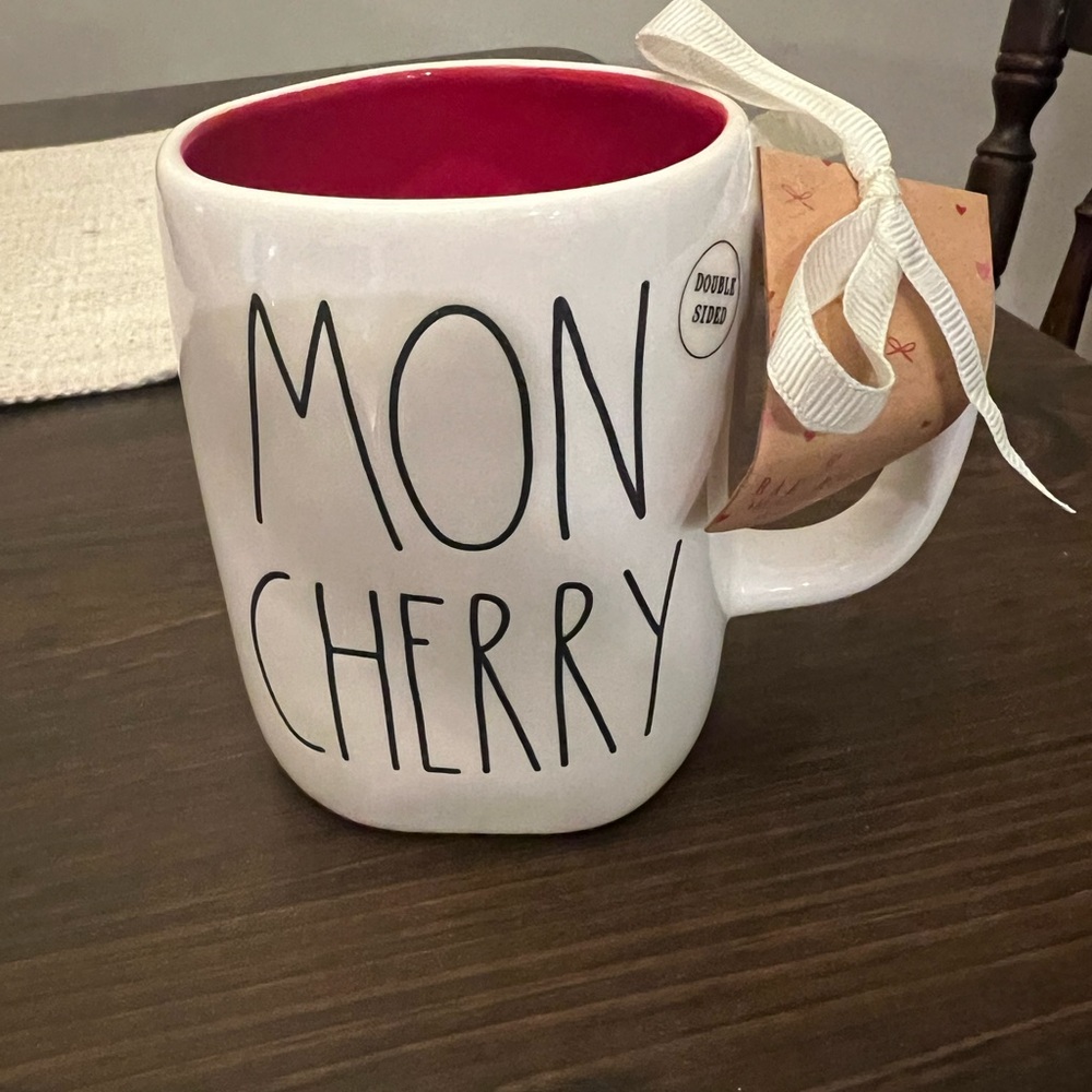 Rae Dunn Mon Cherry White and Red Mug